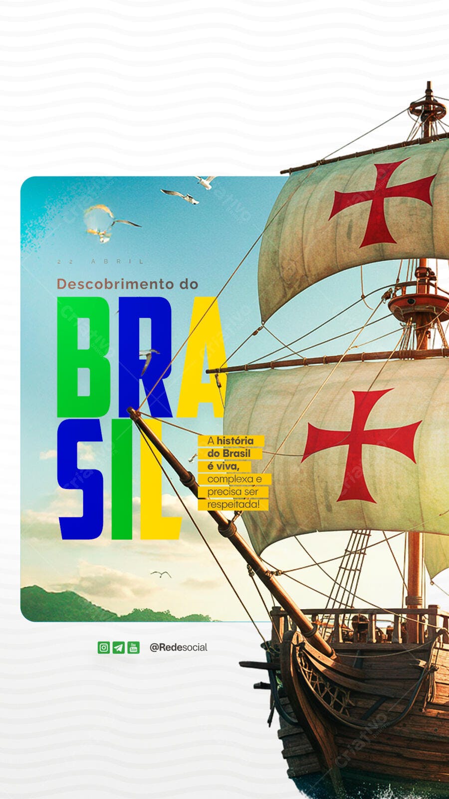 Post para o Dia do Descobrimento do Brasil PSD Editável