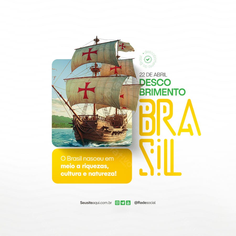 Postagem Dia do Descobrimento do Brasil PSD Editável
