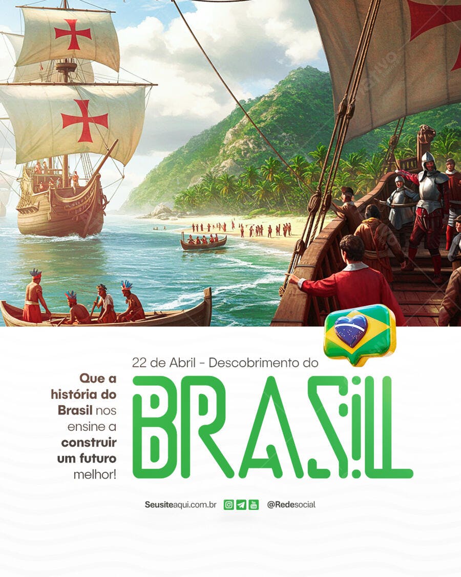 Flyer Dia do Descobrimento do Brasil PSD Editável