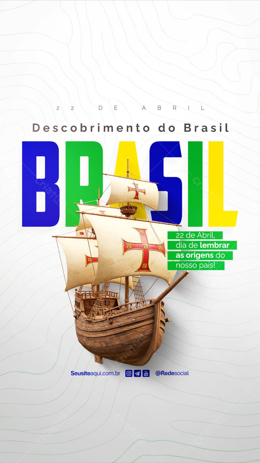 Flyer Descobrimento do Brasil 22 de Abril PSD Editável