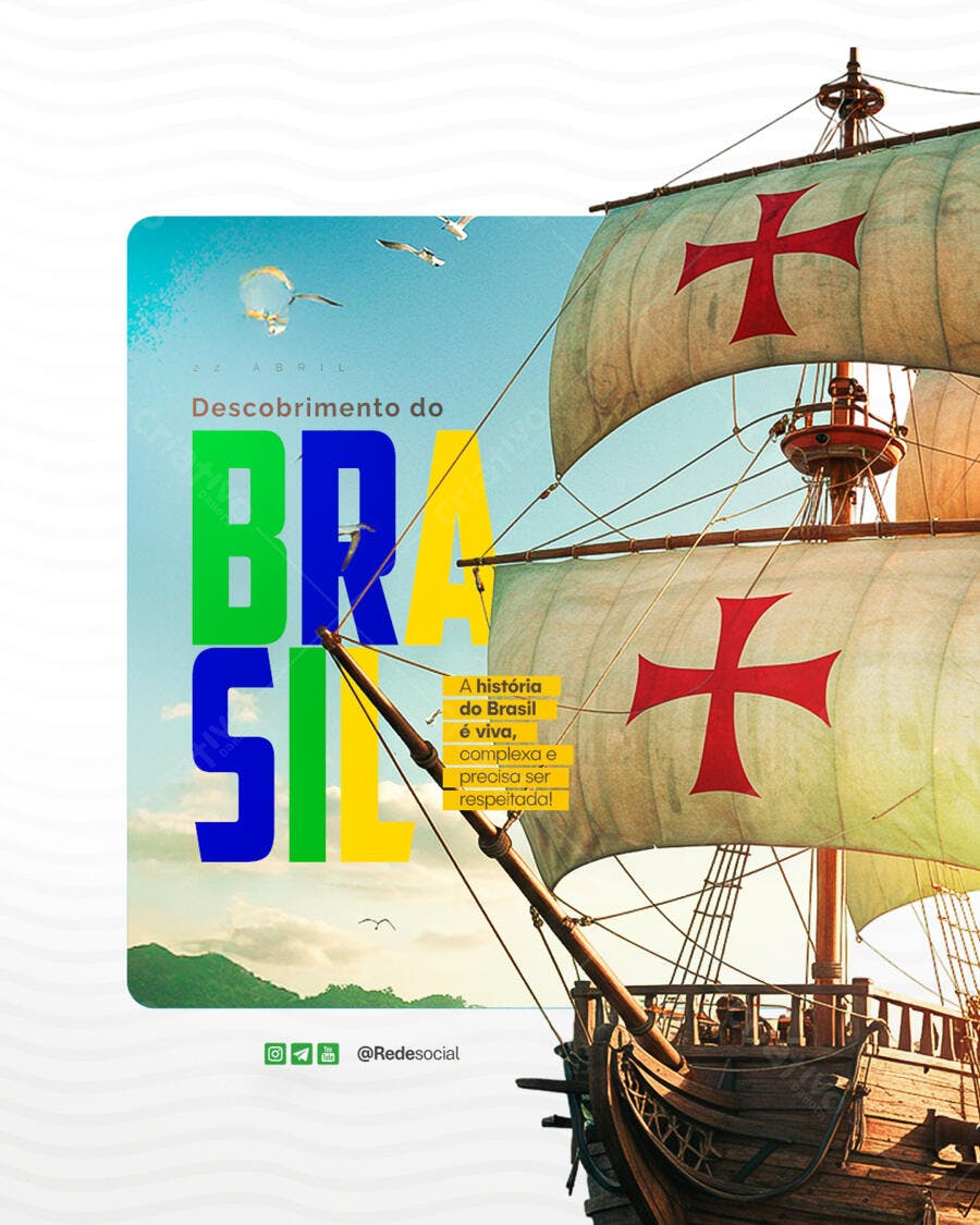 Postagem Dia do Descobrimento do Brasil PSD Editável