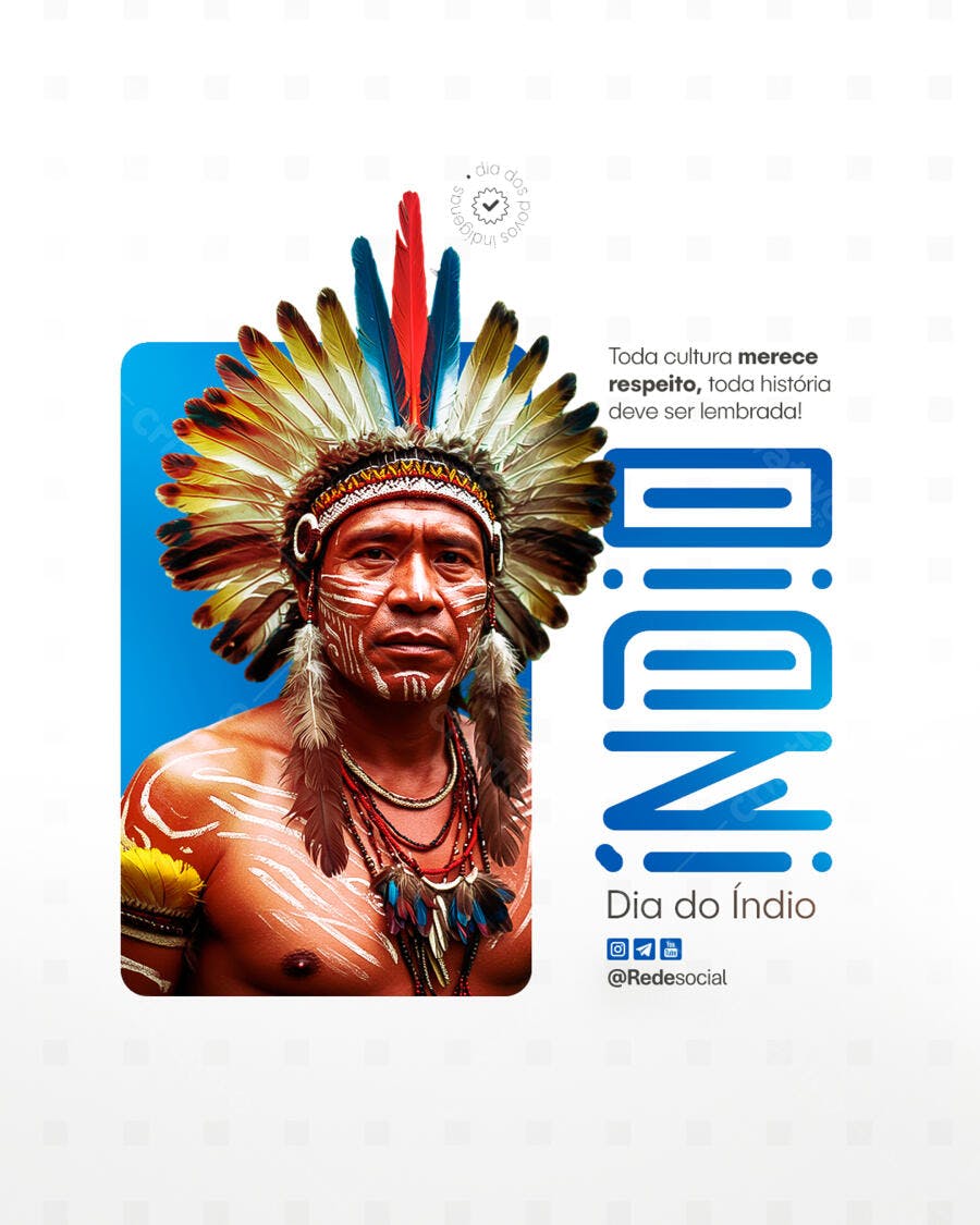 Flyer Dia do Índio com Índio Cocas Psd Editável