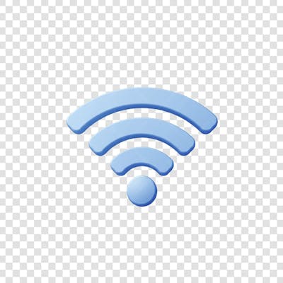 Símbolo de Wi-Fi  3D em tons pasteis de azul