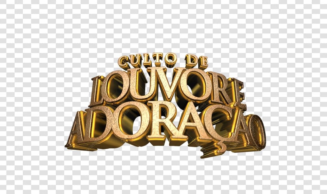 Banner Culto de Louvor e Adoração Dourado PNG com fundo transparente