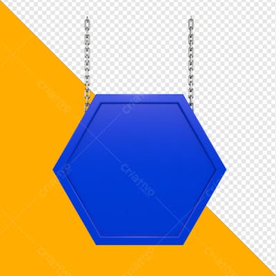 PLACA AZUL PENDURADA COM CORRENTE EM 3D