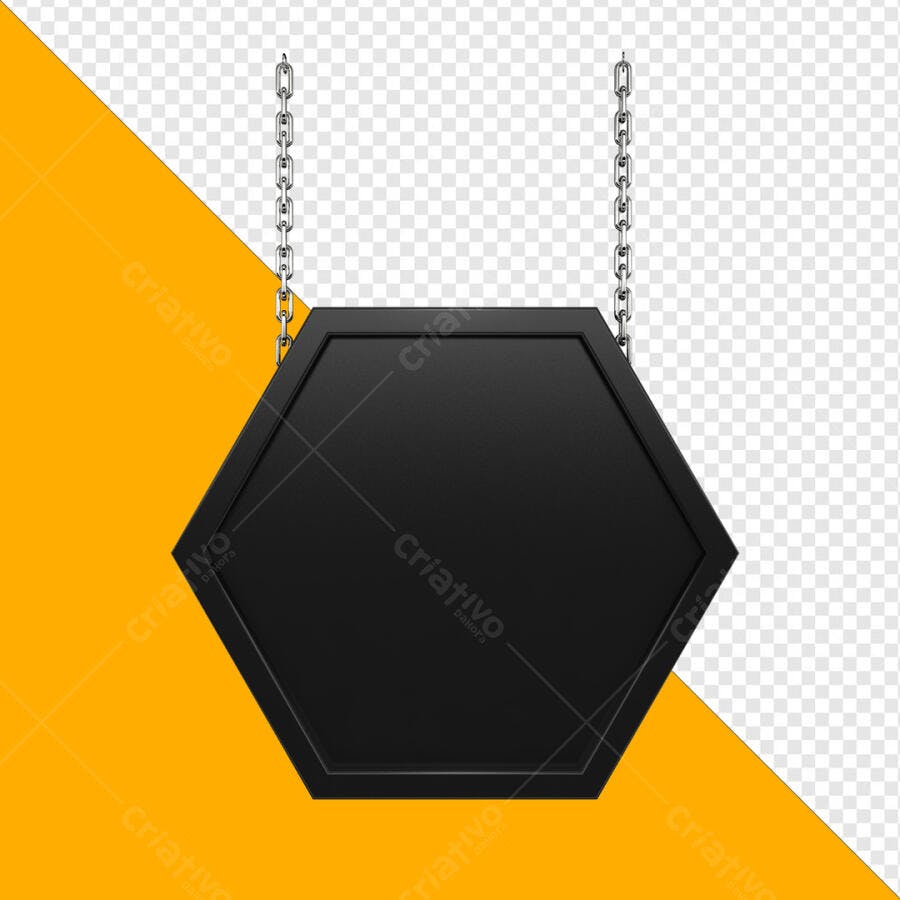 Placa Hexagonal Preta para Promoções PSD Editável