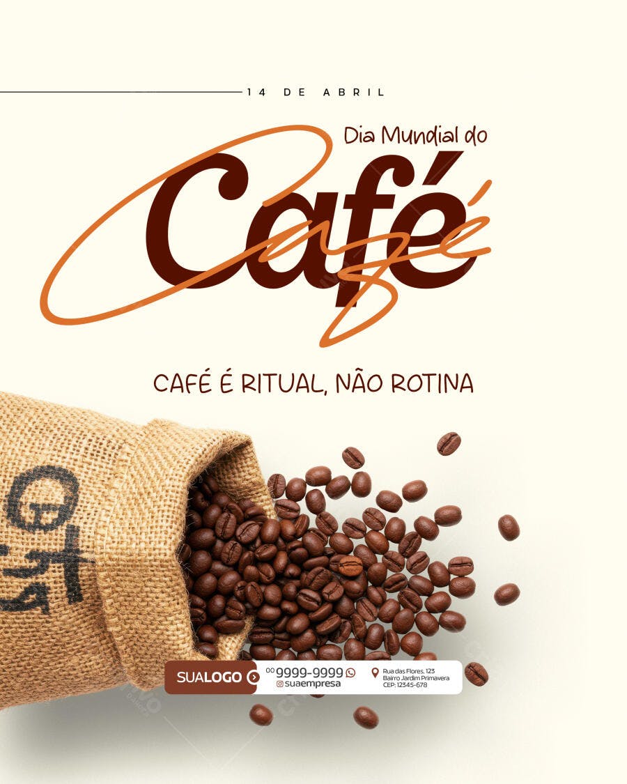 Flyer Dia Mundial do Café PSD Editável