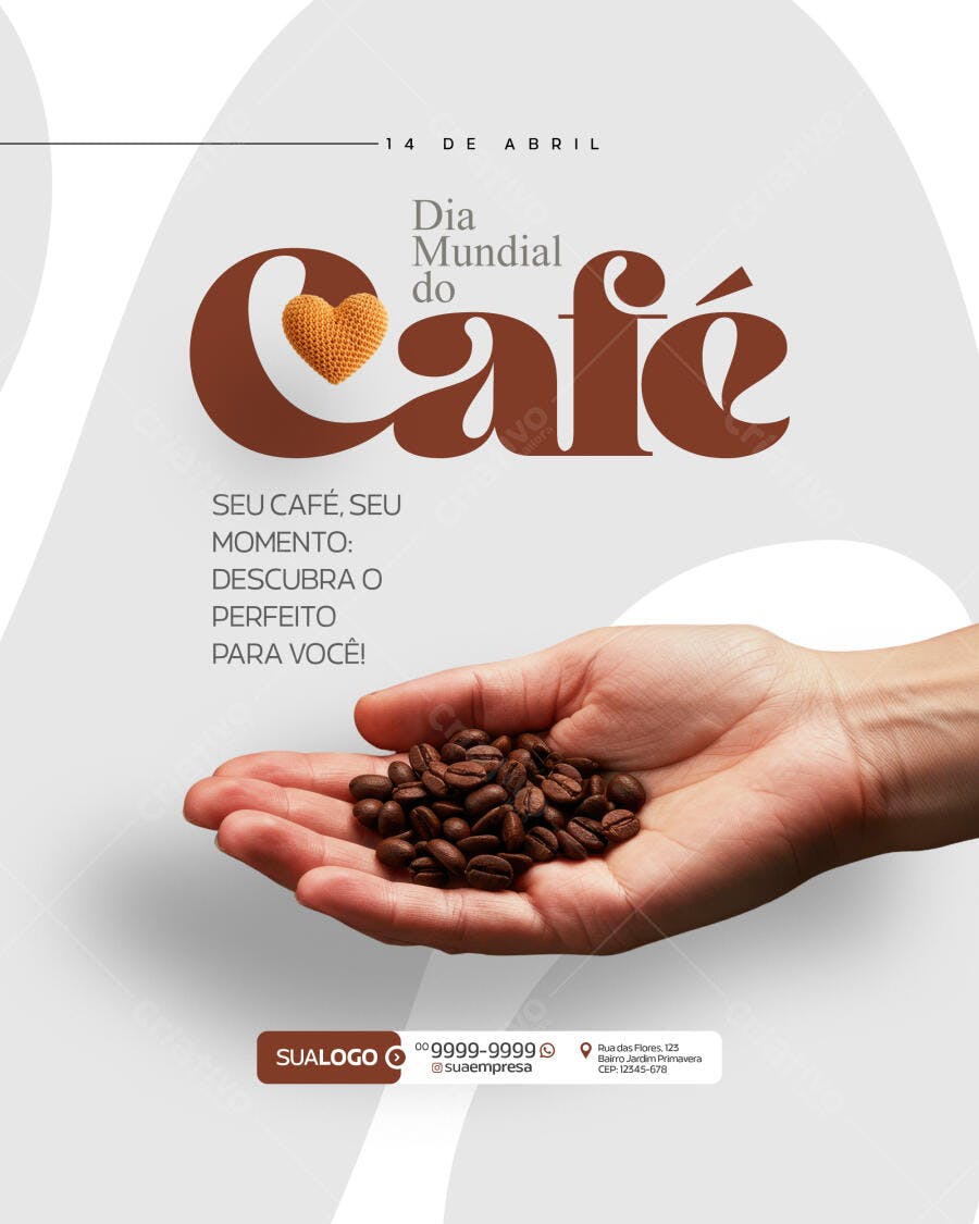 Flyer Dia Mundial do Café 14 de Abril PSD Editável