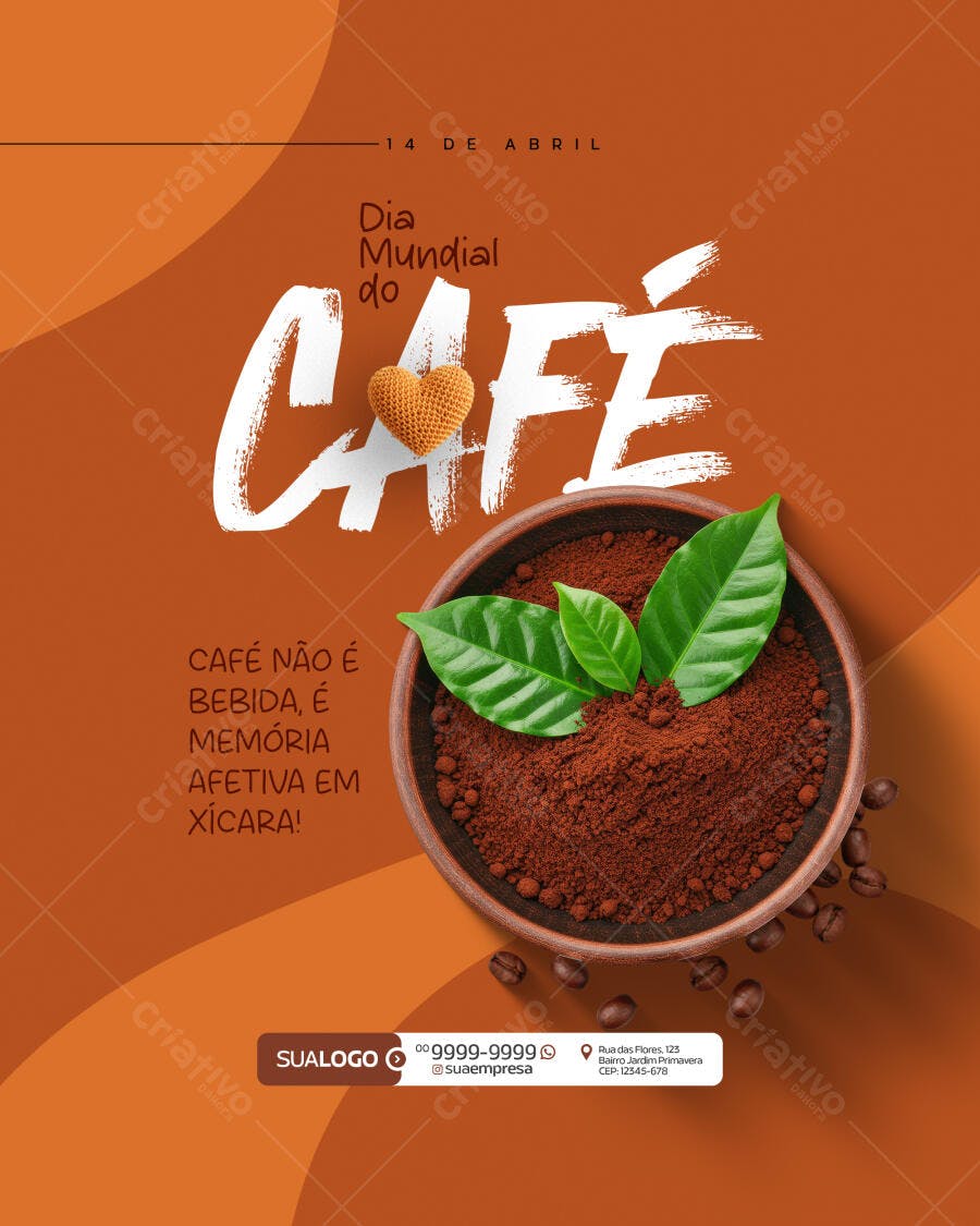 Flyer Dia Mundial do Café 14 de Abril PSD Editável