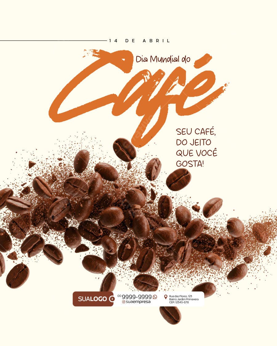 Flyer Dia Mundial do Café PSD Editável