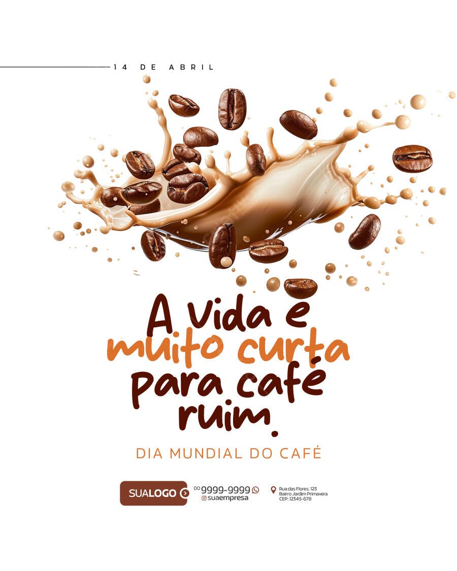 Flyer Dia Mundial do Café PSD Editável