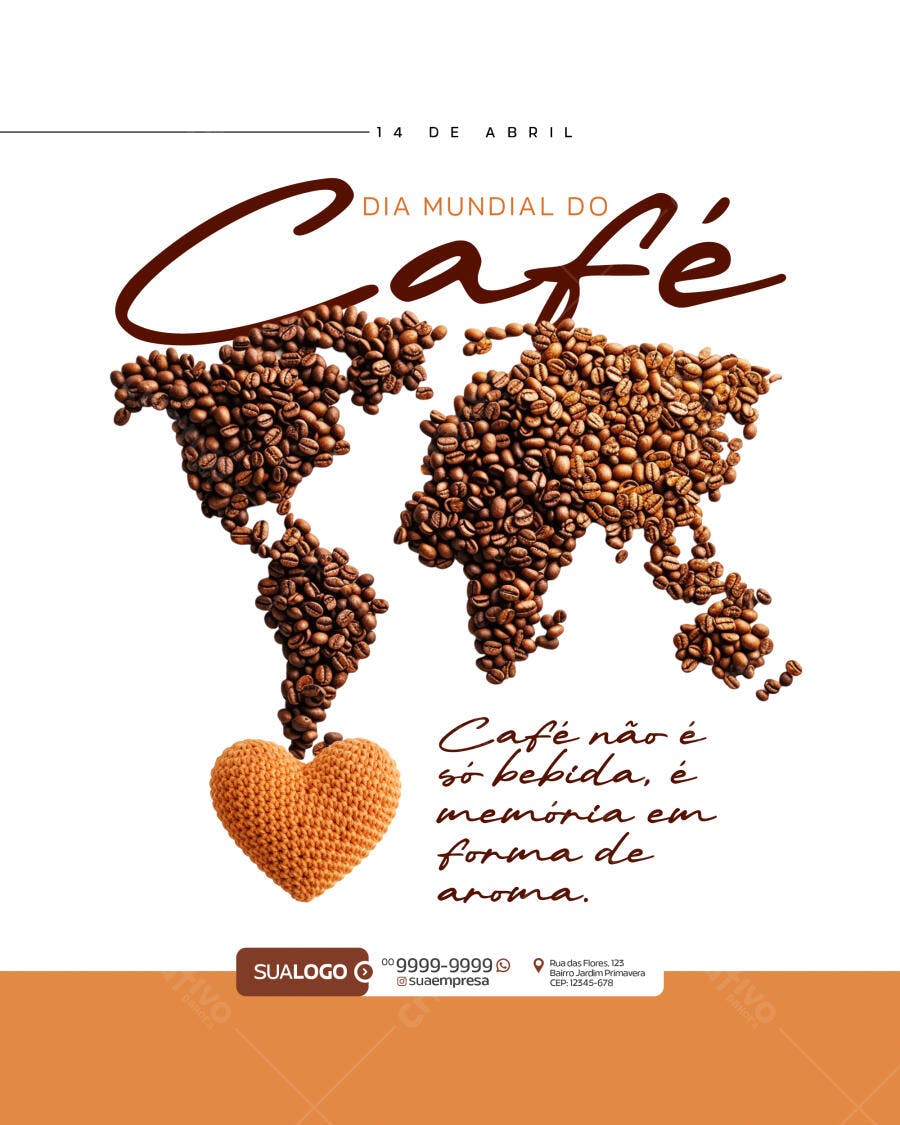 Flyer Dia Mundial do Café PSD Editável