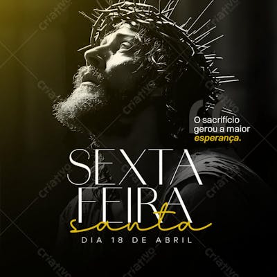 SEXTA-FEIRA SANTA  DIA 18 DE ABRIIL DATA COMEMORATIVA FEED PSD EDITÁVEL