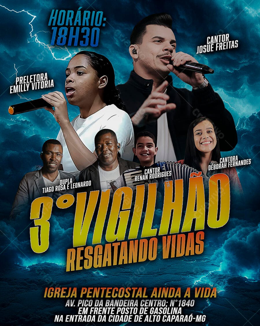 Flyer para Vigília Resgatando Vidas PSD Editável