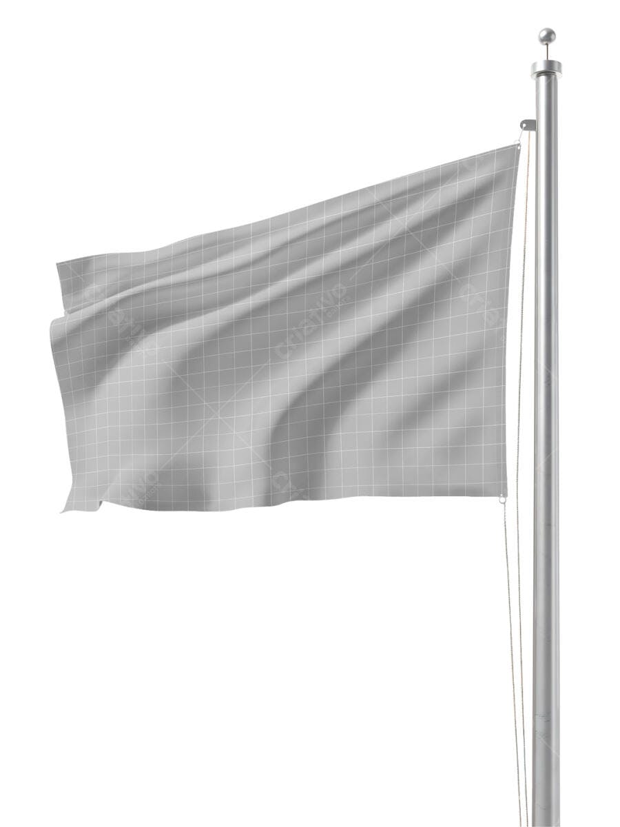 Mockup de Bandeira Cinza em Mastrote Realista