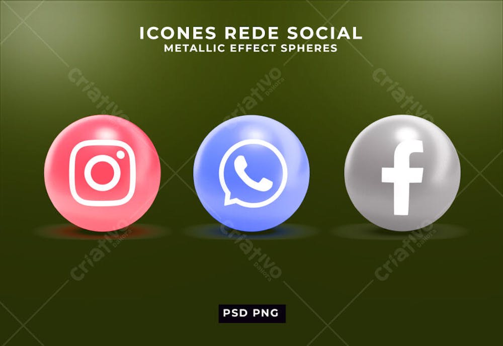 PSD ICONES DE REDE SOCIAL INSTAGRAM, FACEBOOK, WHATSAPP