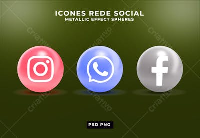 PSD ICONES DE REDE SOCIAL INSTAGRAM, FACEBOOK, WHATSAPP