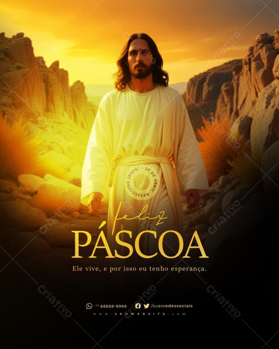 Flyer Páscoa Jesus Ressuscitou PSD Editável