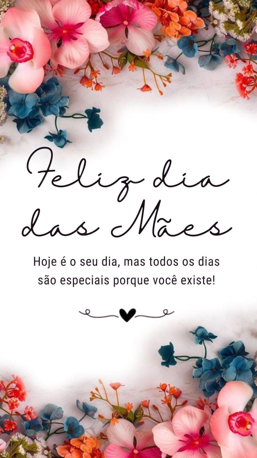 Post Instagram Dia das Mães floral rosa e azul Editável no Canva