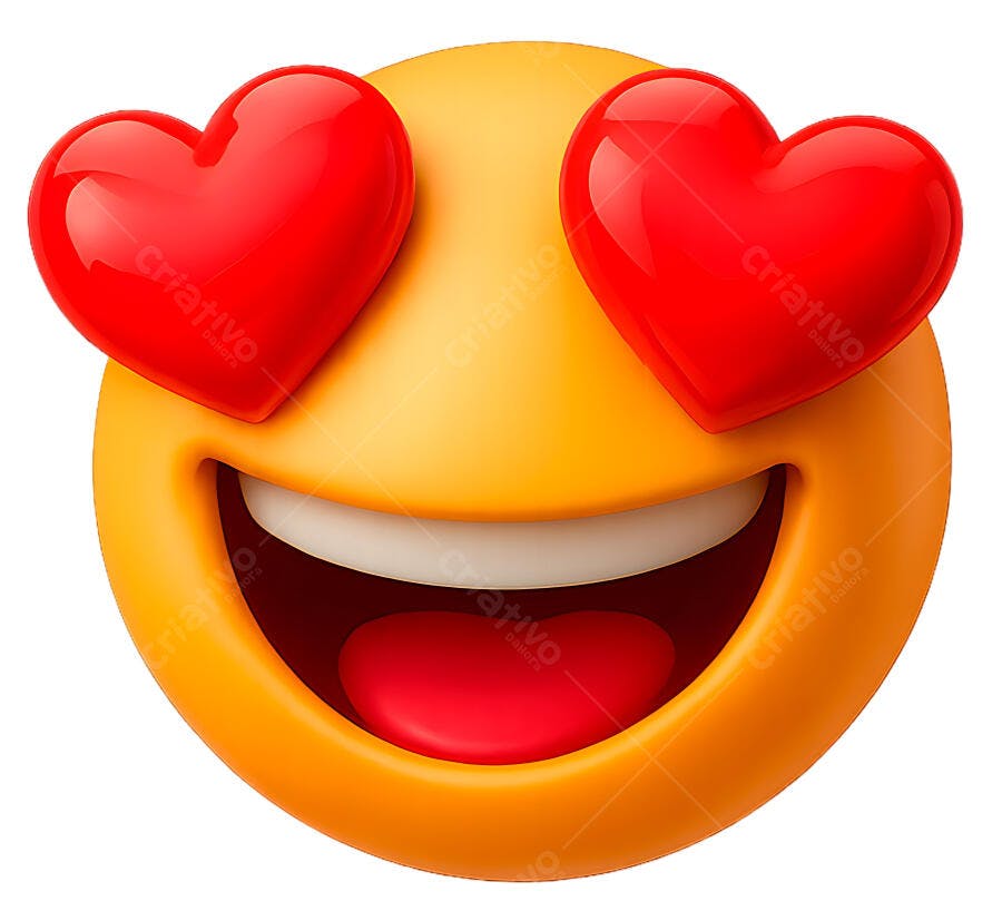 Emoji apaixonado com corações vermelhos brilhantes