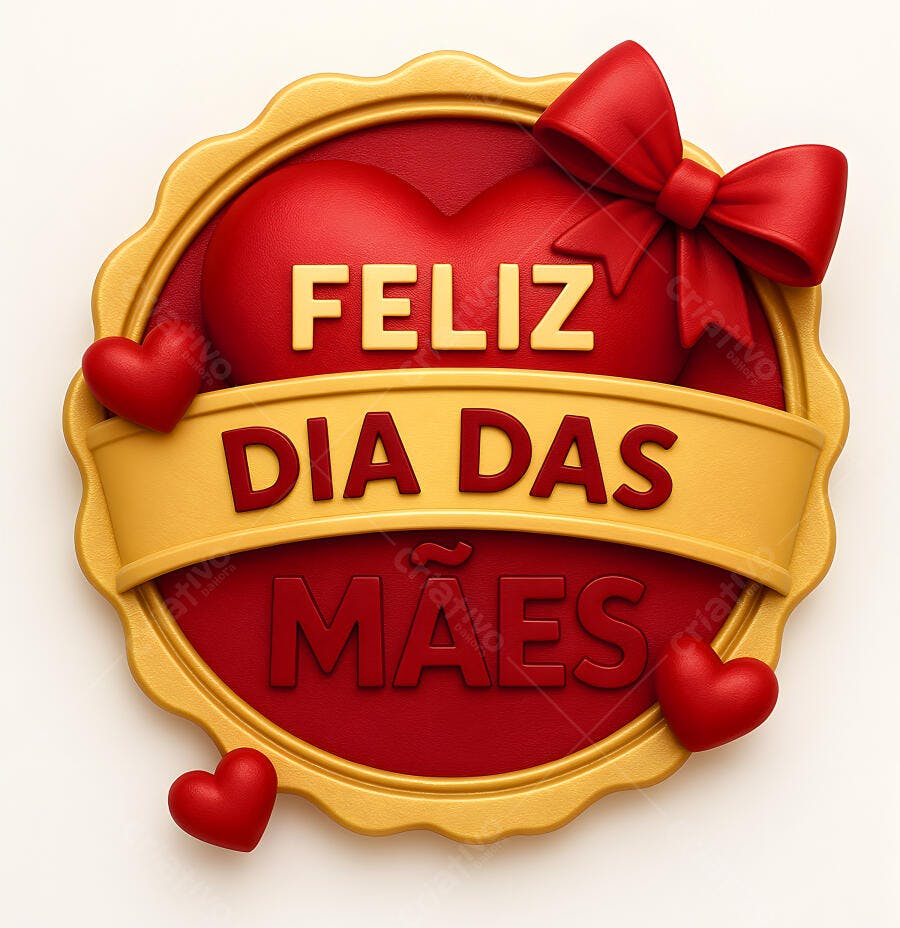 Selo decorativo Feliz Dia das Mães com laço
