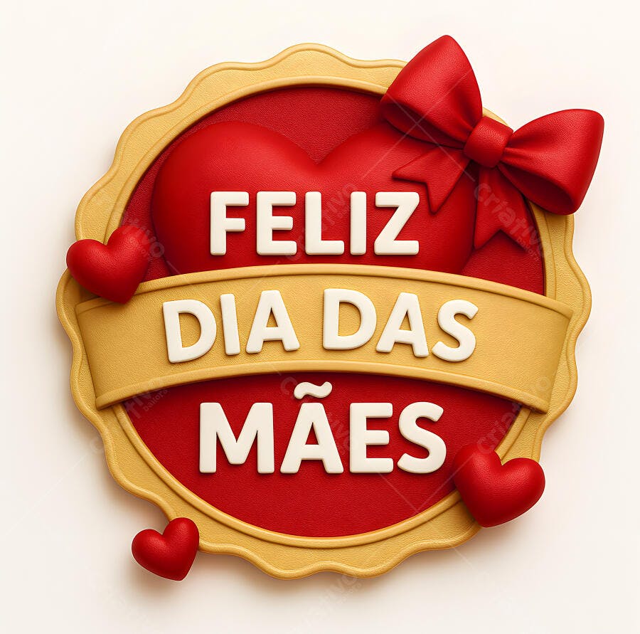 Feliz Dia das Mães cartão vermelho dourado