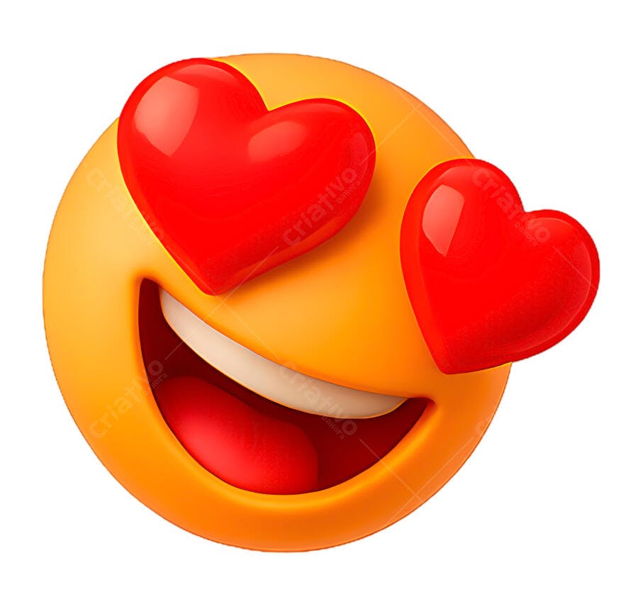 Emoticon apaixonado com corações vermelhos