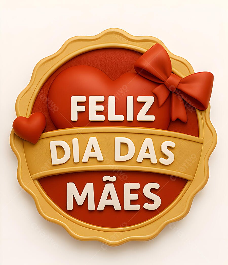 Selo vermelho e dourado Feliz Dia das Mães