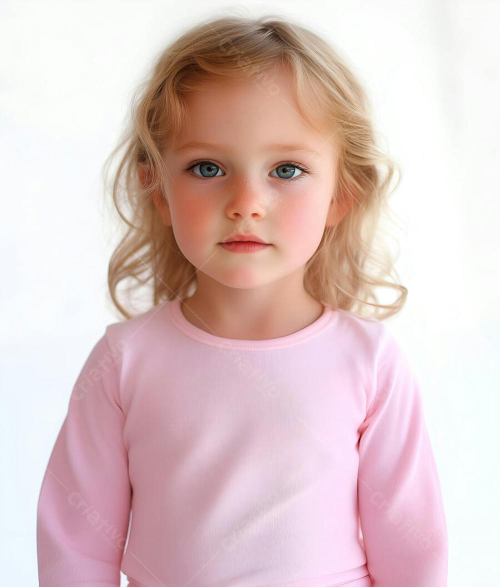 Uma garotinha usando blusa rosa