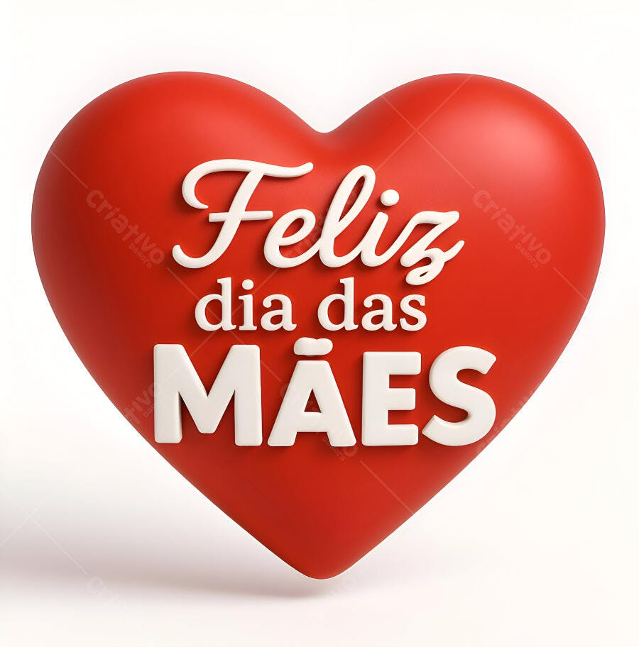 Coração vermelho com mensagem de Dia das Mães