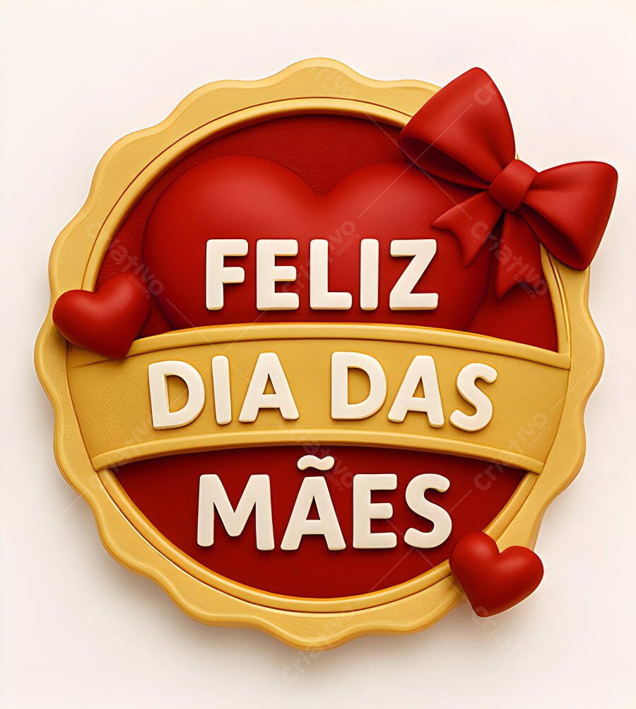 Feliz Dia das Mães cartão vermelho e dourado
