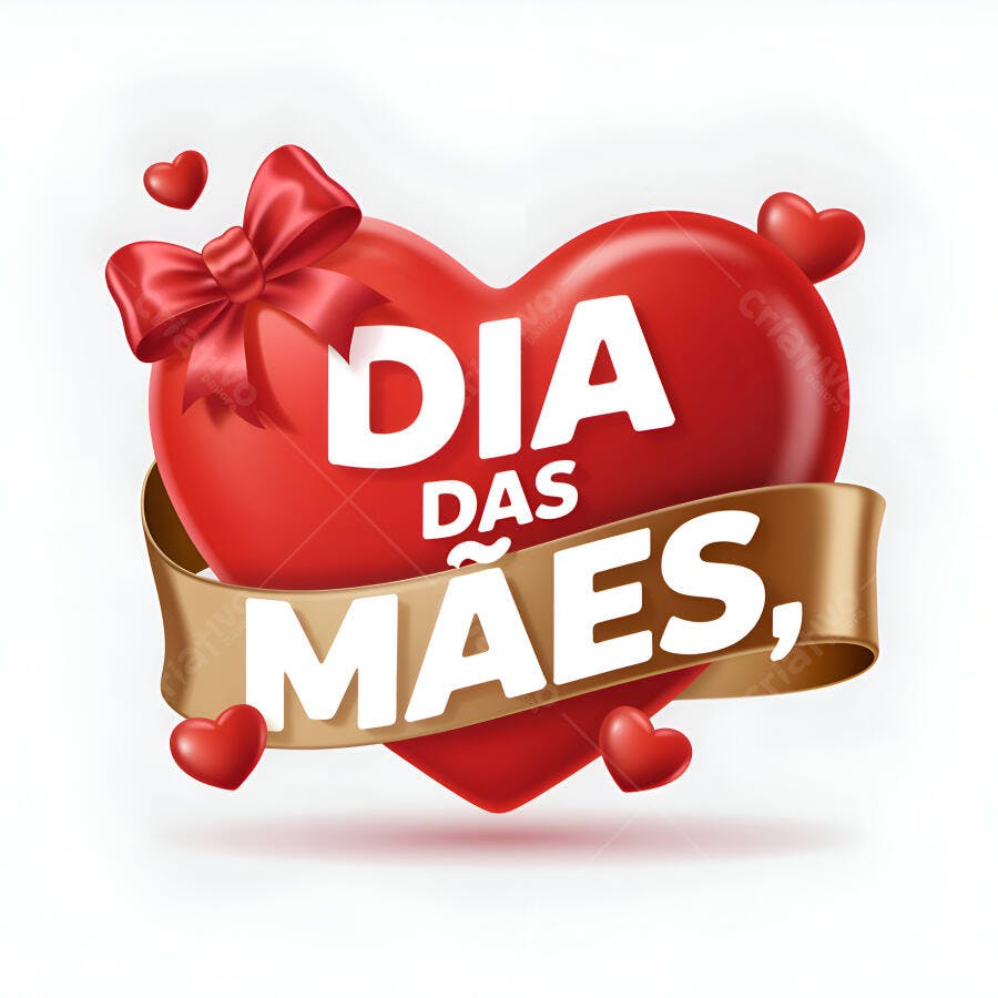 Coração vermelho Dia das Mães com laço