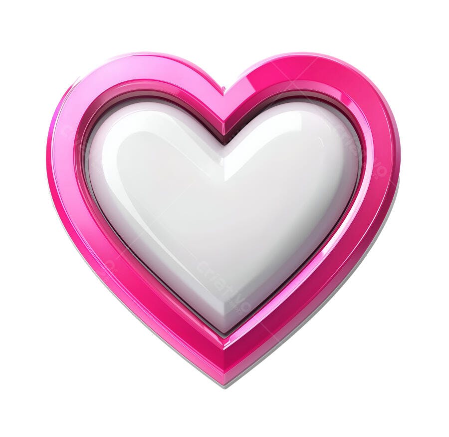 Coração Rosa e Branco 3D