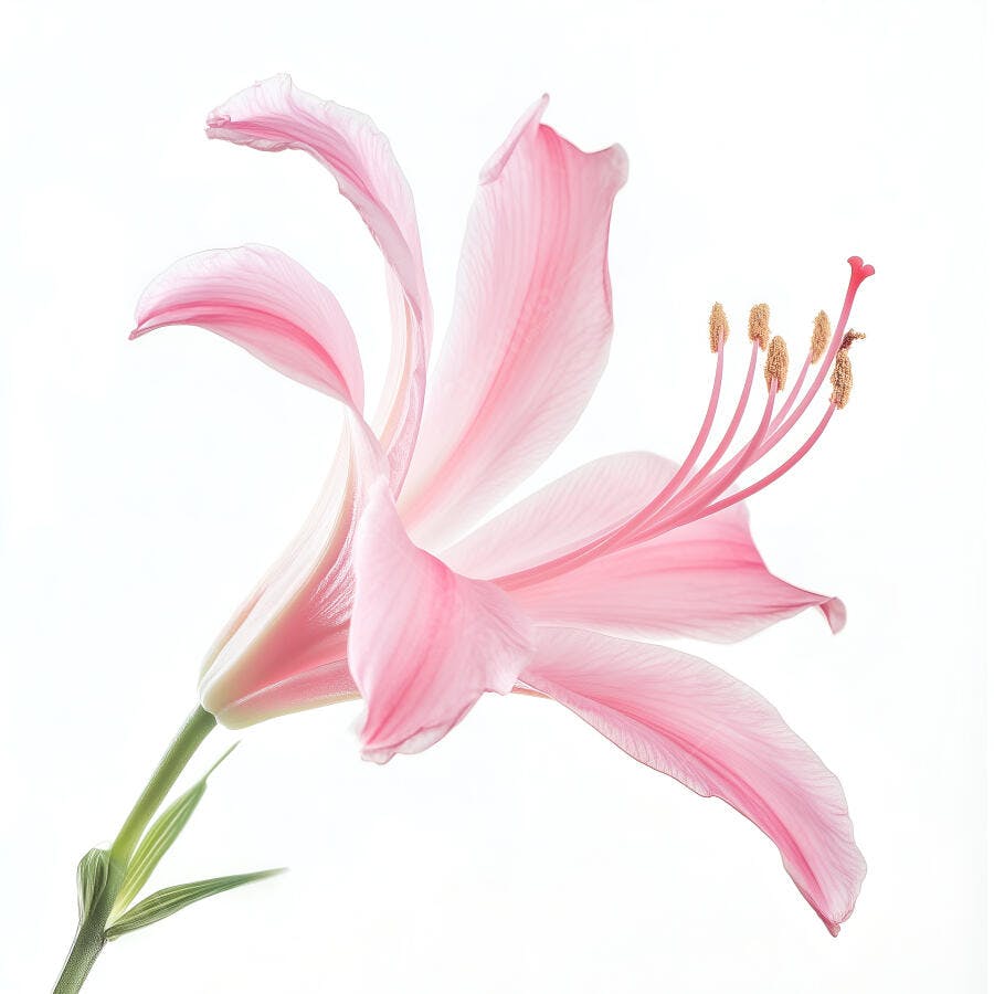 Lírio rosa delicado fundo branco