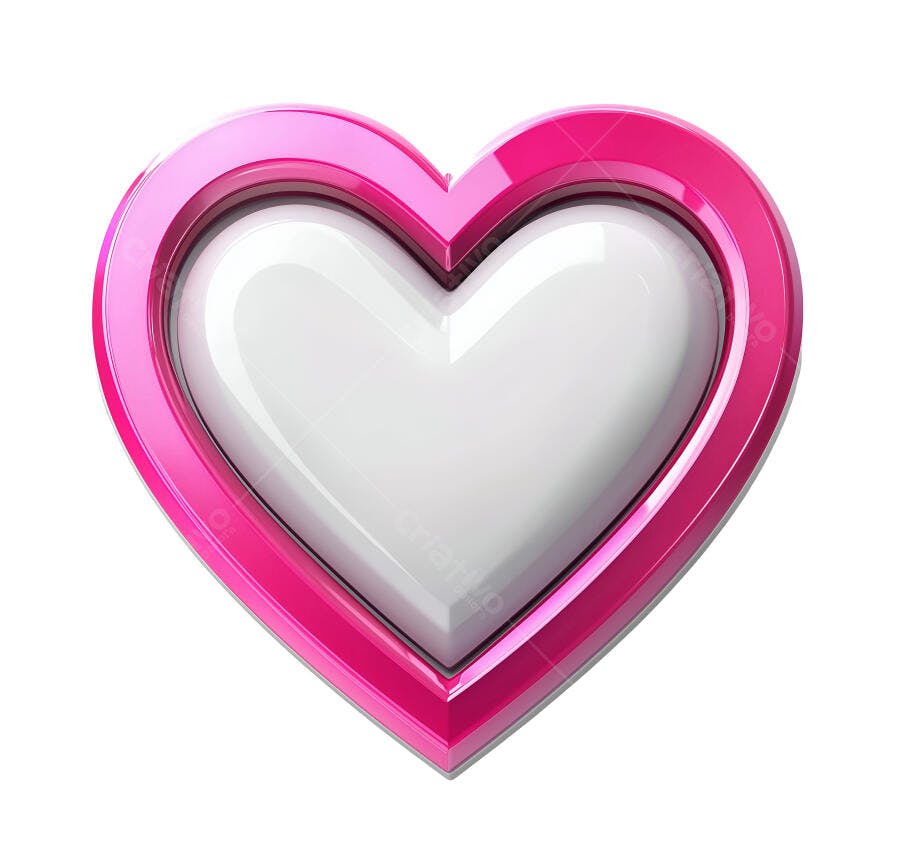 Coração rosa e branco brilhante 3D