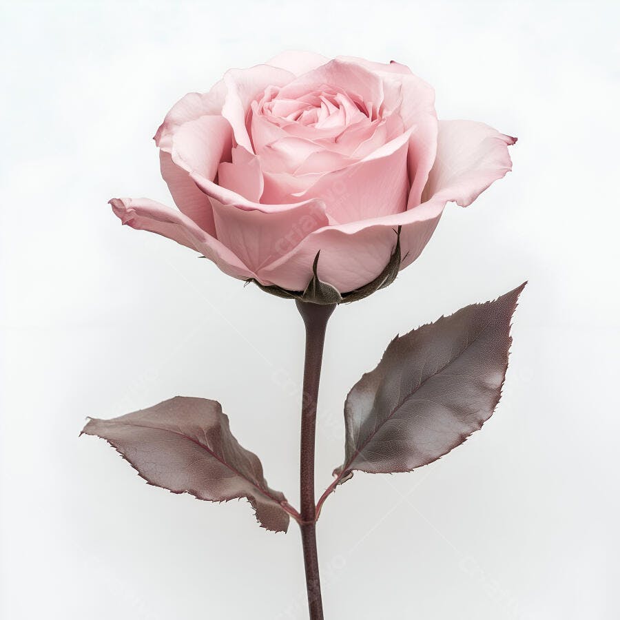 Rosa rosa delicada fundo branco