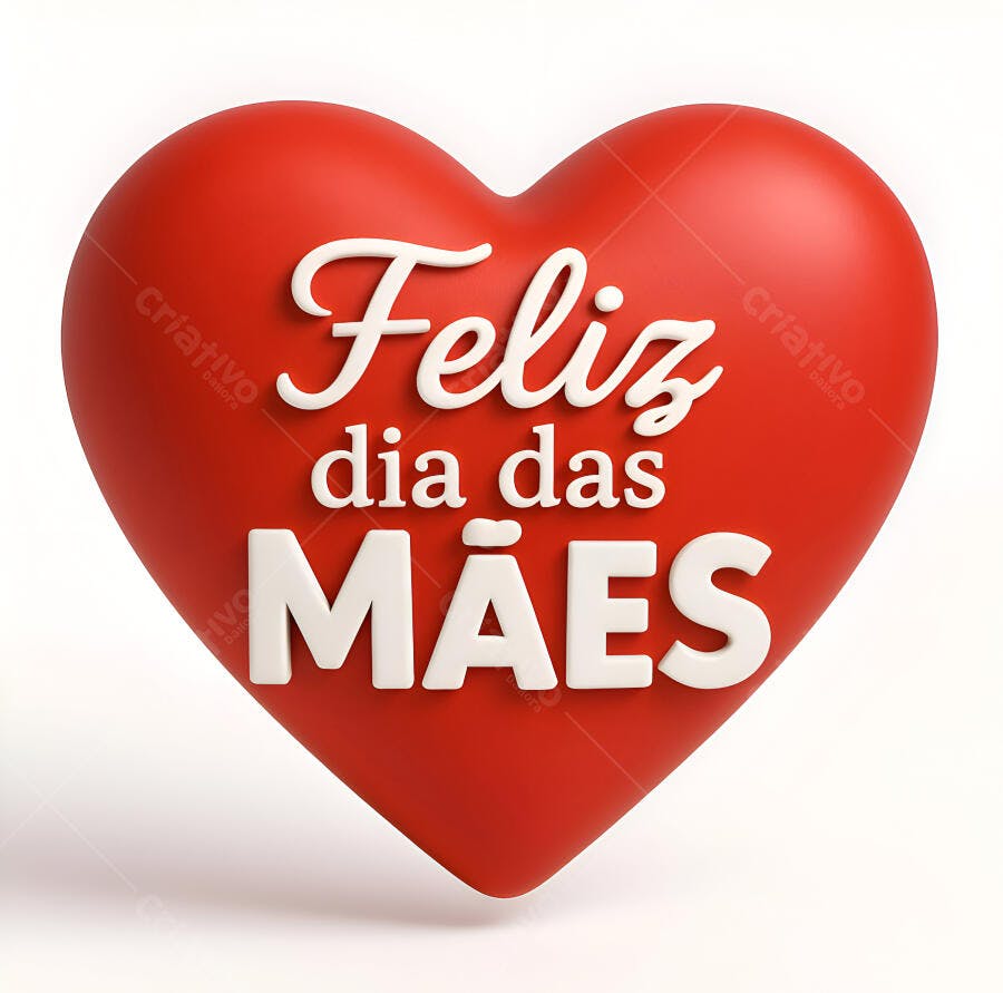 Feliz Dia das Mães Coração Vermelho