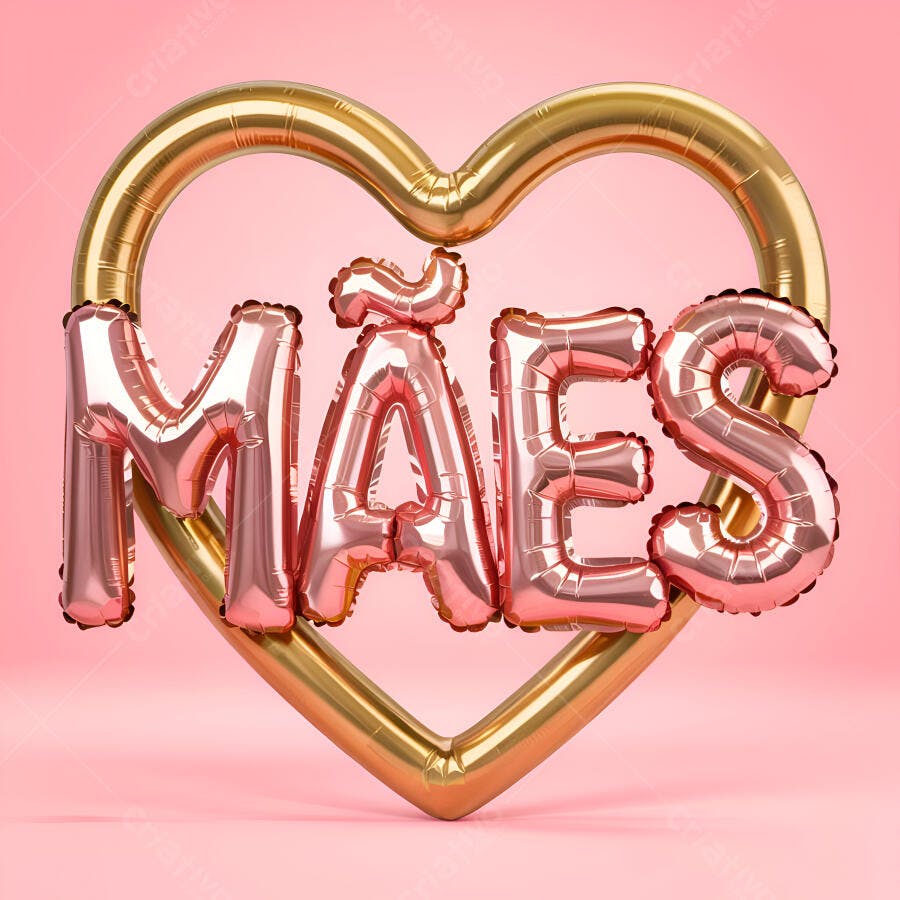Balões Mães em coração dourado Dia das Mães