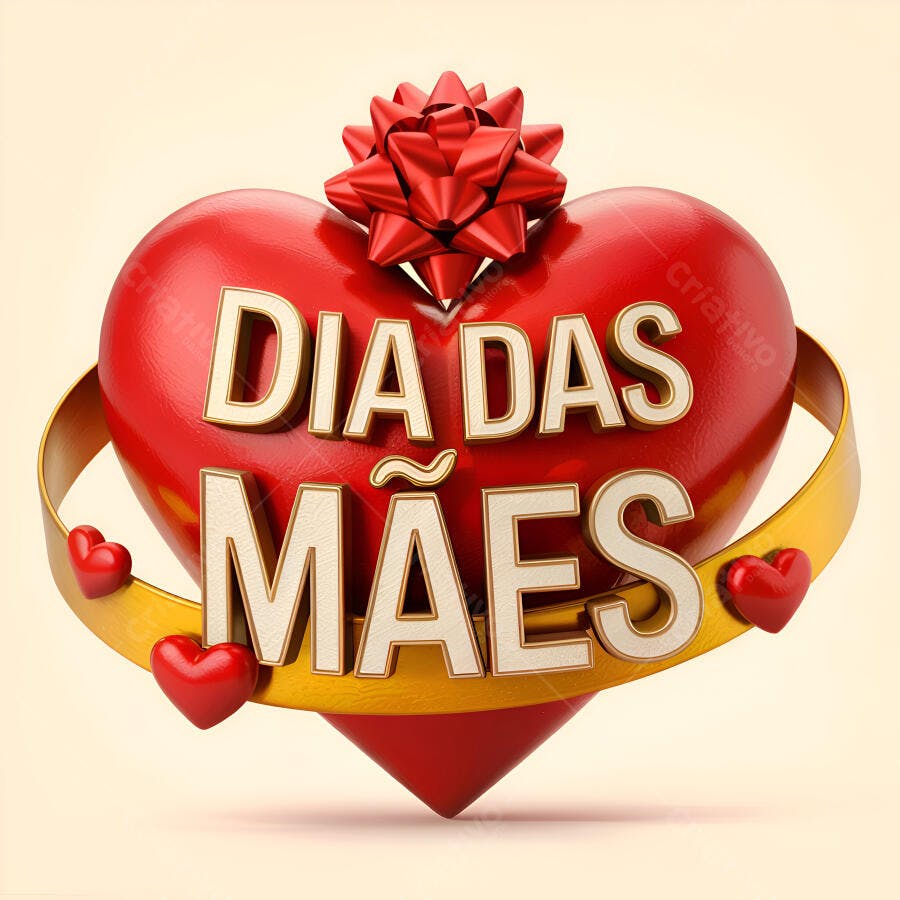 Coração vermelho Dia das Mães com laço