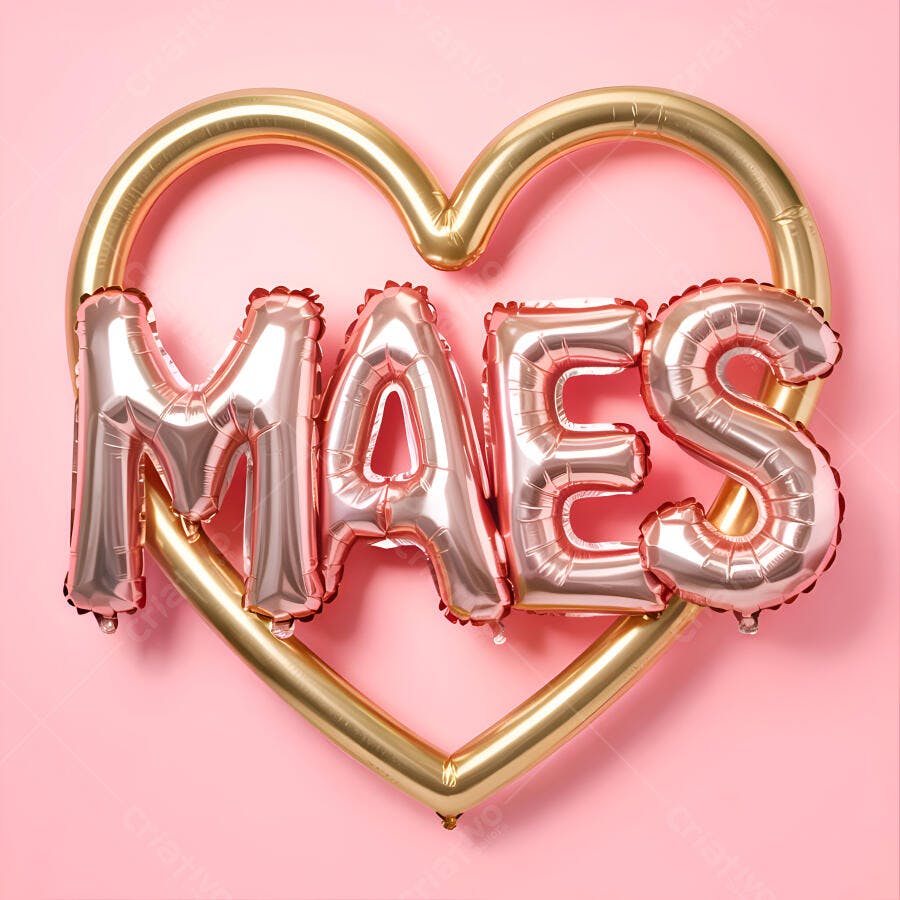 Balões "MAES" em formato de coração