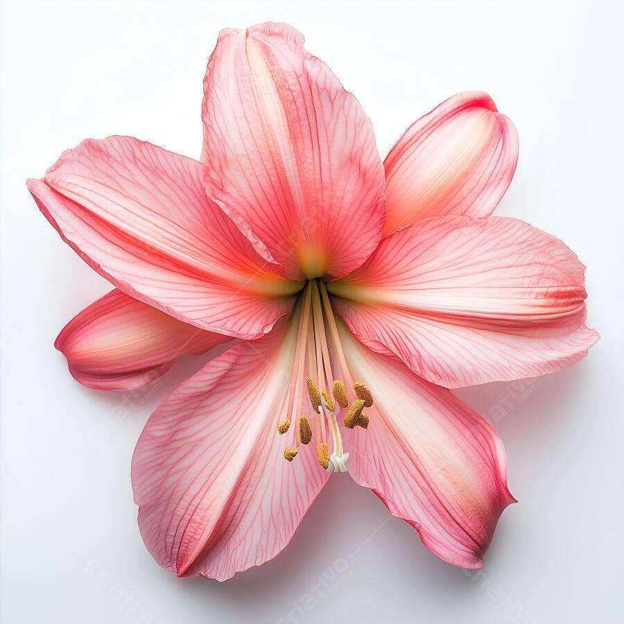 Flor Rosa Amaryllis em fundo branco