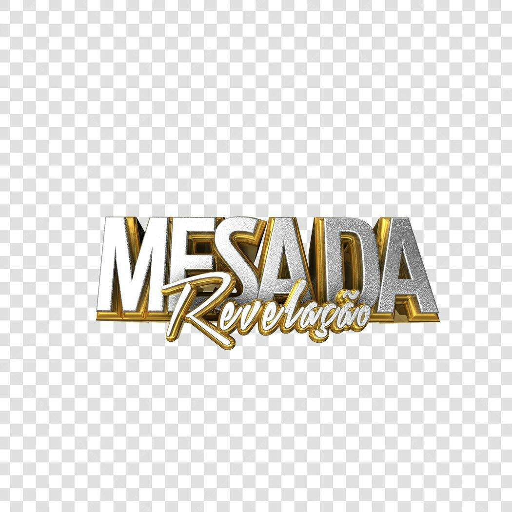 Logo Mesada Revelação Dourado e Prata PNG com fundo transparente