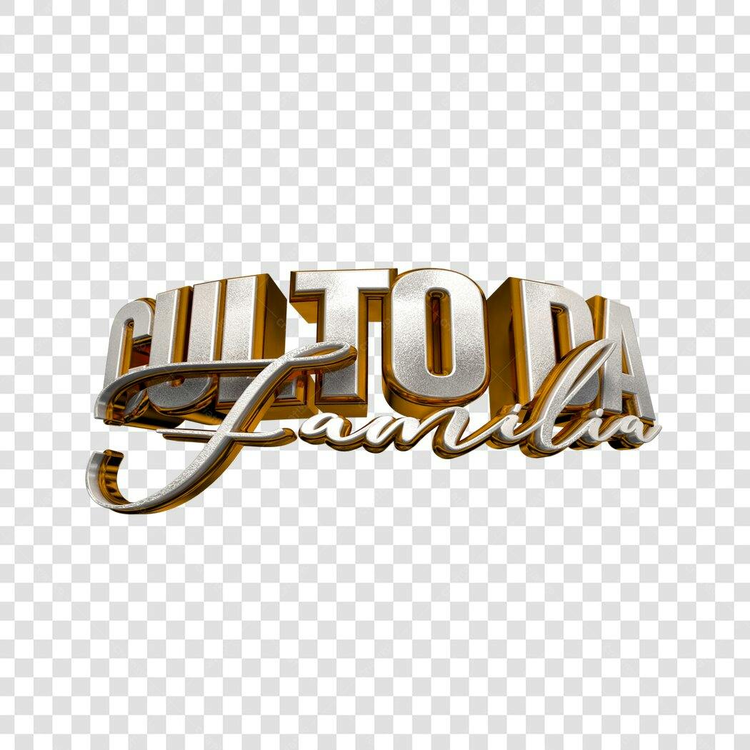 Logo Culto da Família 3D Dourado PNG com fundo transparente