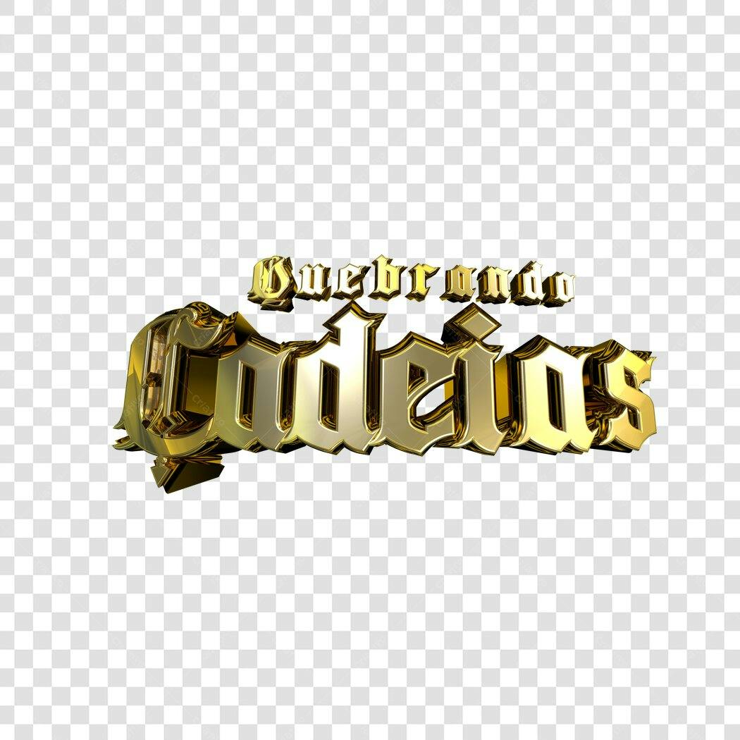 Logo Quebrando Cadeias Dourado PNG com fundo transparente