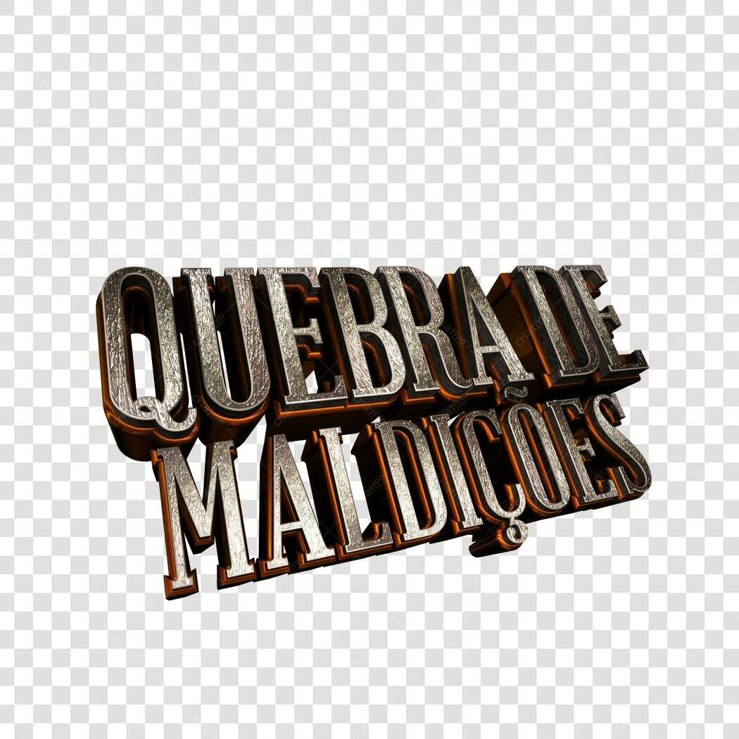 Logo Quebre as Maldições Metálico 3D PNG com fundo transparente