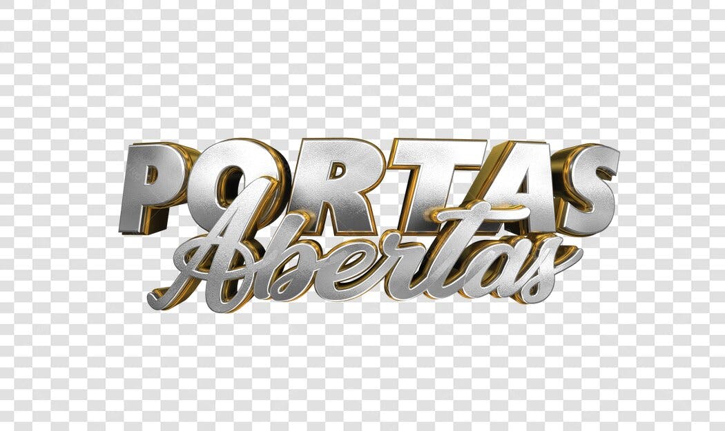 Banner Portas Abertas Prata e Dourado PNG com fundo transparente