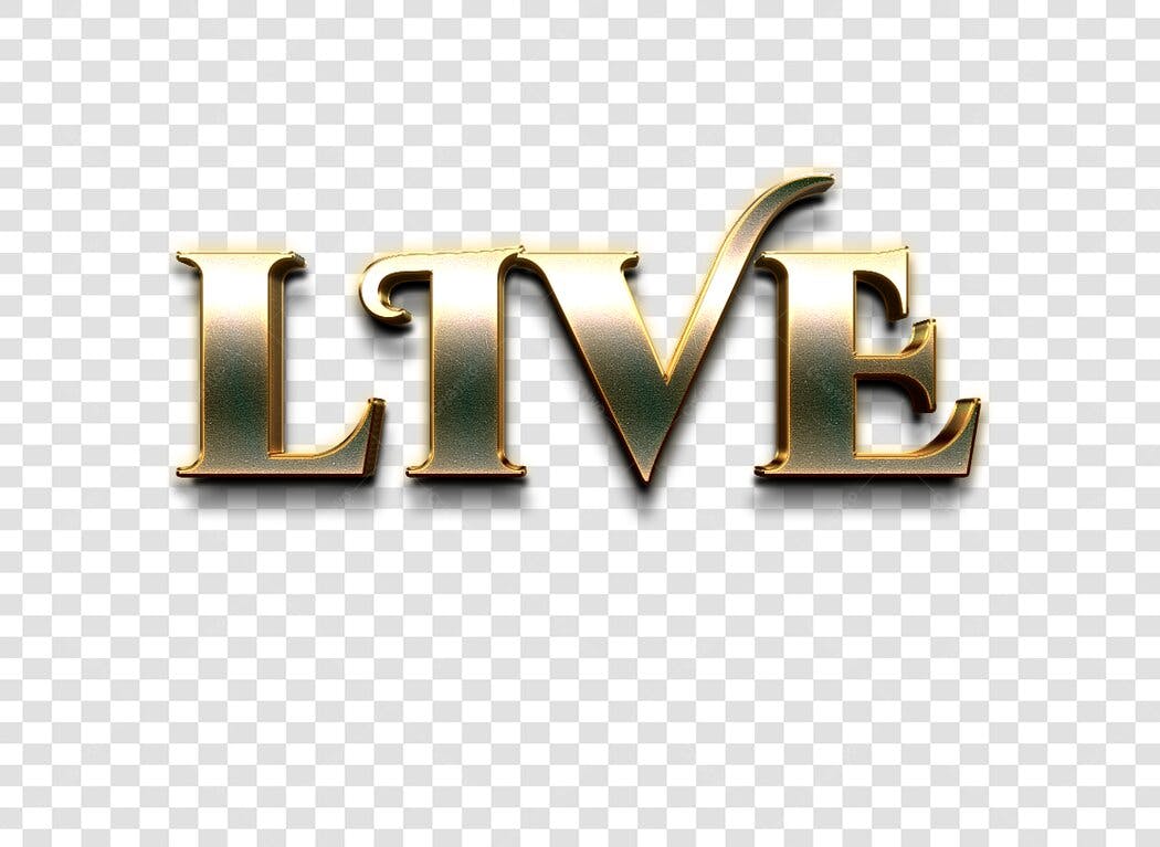 Banner LIVE dourado PNG com fundo transparente