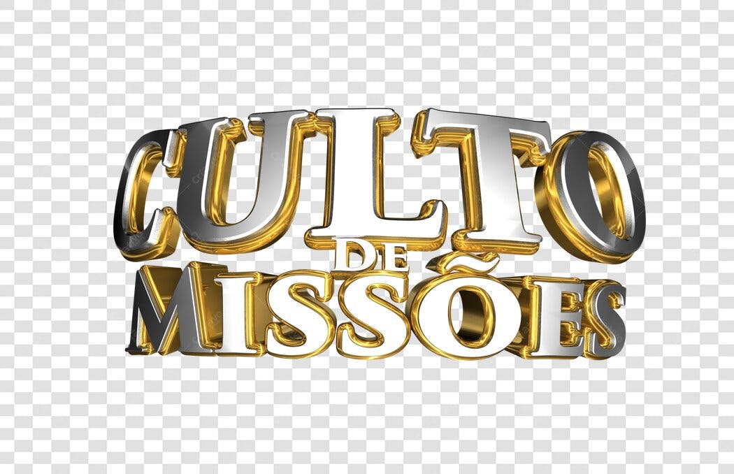 Logo Culto de Missões Dourado e Prata PNG com fundo transparente