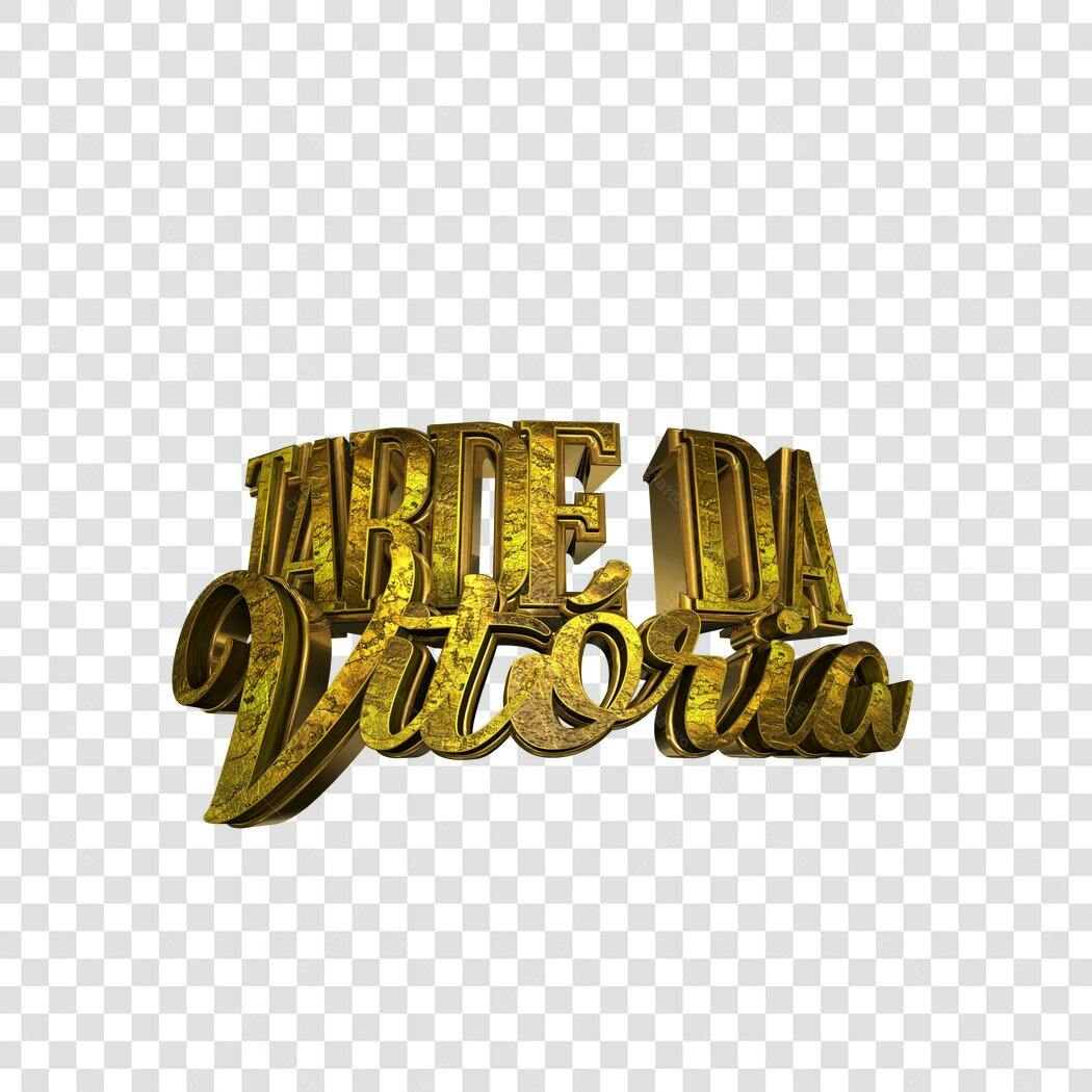 Logo Tarde da Vitória Dourado 3D PNG com fundo transparente