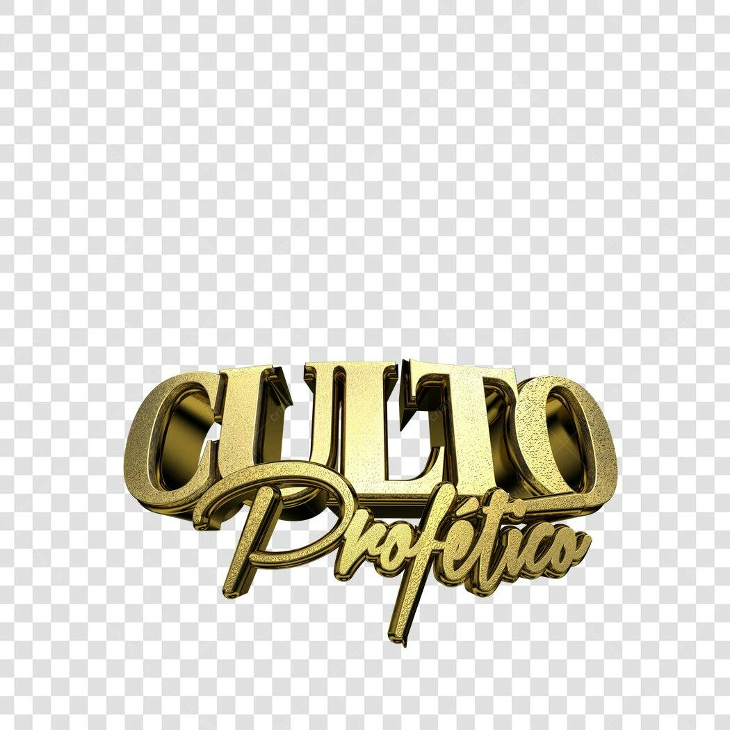 Logo Culto Profético Dourado 3D PNG com fundo transparente